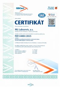 Certifikát o využití environmentálneho manažérstva ISO 14001:2004