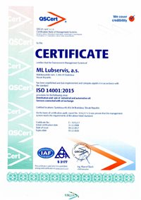 Certifikát o využití environmentálneho manažérstva ISO 14001:2004